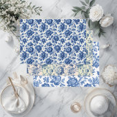 French Toile Dreamy Blue Engraved Floral Grandeur ラッピングペーパーシート