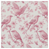 French Toile Rococo Garden Birds Wildlife Pattern ファブリック (クローズアップ)