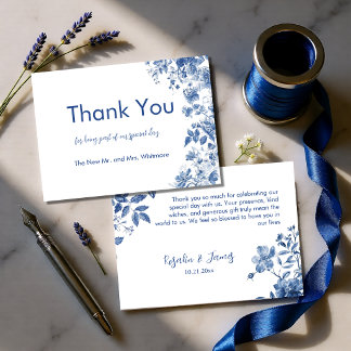 French Toile Wedding Thank You ノートカード