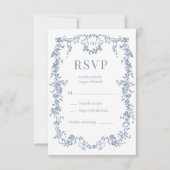 French Victorian Dusty Blue Wedding RSVP  (正面)