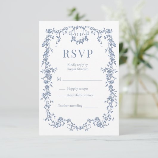 French Victorian Dusty Blue Wedding RSVP  (スタンド正面)
