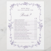 French Victorian Lavender Bridal Shower Game (正面)