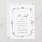 French Victorian Lavender Floral Bridal Shower 招待状 (正面)