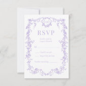 French Victorian Purple Lilac Wedding RSVP  (正面)
