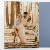 French Victorian QR Code Dusty Blue Photo Wedding 三つ折り招待状 (内部最初)