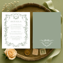 French Victorian Sage Green Wedding Details 招待状
