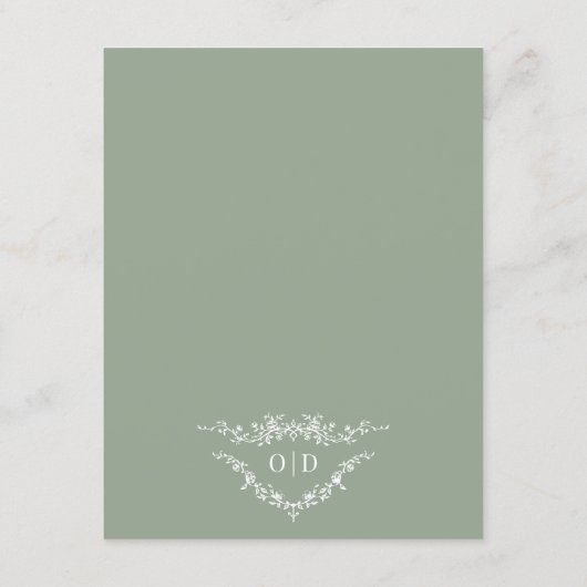 French Victorian Sage Green Wedding Details 招待状 (裏面)