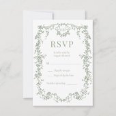 French Victorian Sage Green Wedding RSVP  (正面)