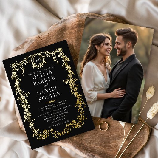 French Victorian Wedding Photo Gold  箔招待状