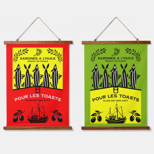 French Vintage Sardine Kitchen 吊り下げ型タペストリー (ダブル)