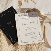 French Whimsical Script Wedding Invite White 招待状