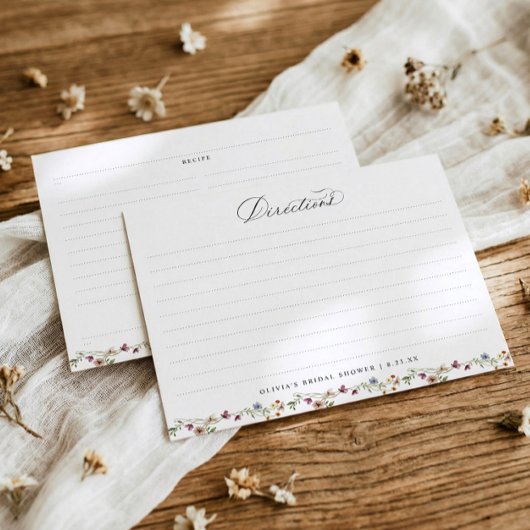 French Wildflowers Botanical Bridal Shower Recipe エンクロージャーカード