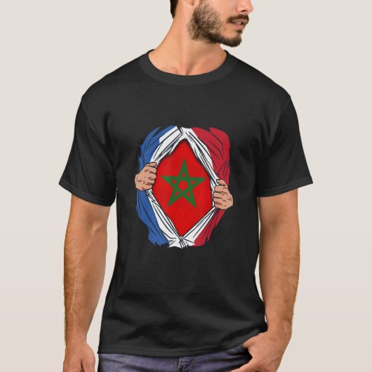 French with Moroccan roots Maroc Flag with France Tシャツ (正面)