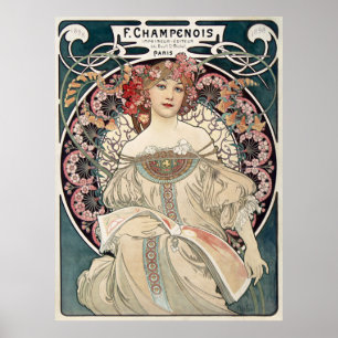 French Woman with Flowers ポスター