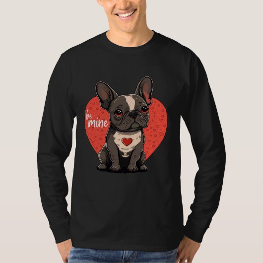 Frenchbulldog with Heartdecoration  Valentinesday Tシャツ (正面)