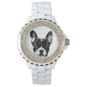 Frenchieのお母さんのかわいいフレンチ・ブルドッグの顔 腕時計