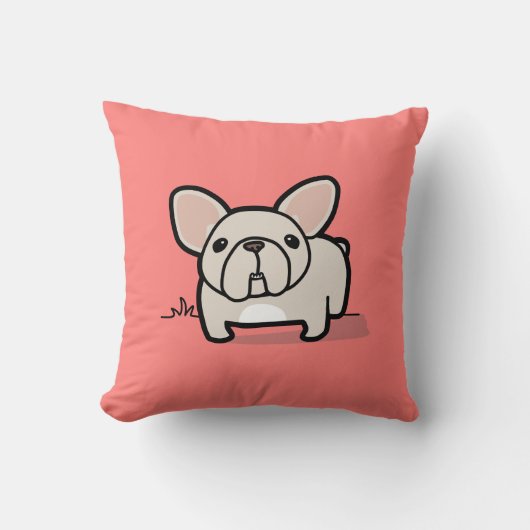 Frenchieのクリーム色の枕 クッション (正面)