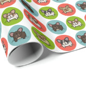 Frenchieのコラージュの青緑の珊瑚の包装紙 ラッピングペーパー (ロールコーナー)