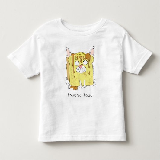 Frenchieのトーストのフレンチ・ブルドッグの子供の幼児のTシャツ トドラーTシャツ (正面)