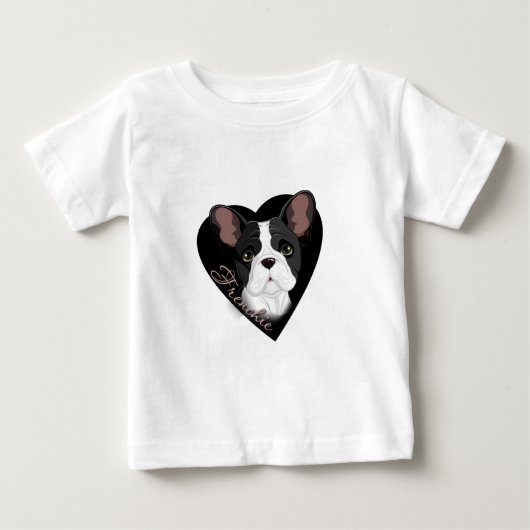 Frenchieのハート ベビーTシャツ (正面)