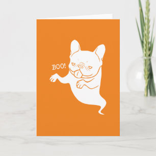 Frenchieのブーイングのブーイングのハロウィンの幽霊 カード