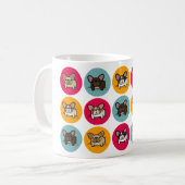 Frenchieの円-青、金ゴールド及びピンク コーヒーマグカップ (正面左)