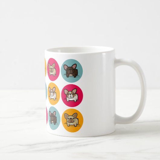 Frenchieの円-青、金ゴールド及びピンク コーヒーマグカップ (右)