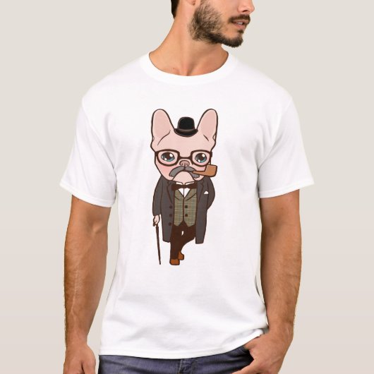 Frenchieの紳士はspriの後で散歩します Tシャツ (正面)