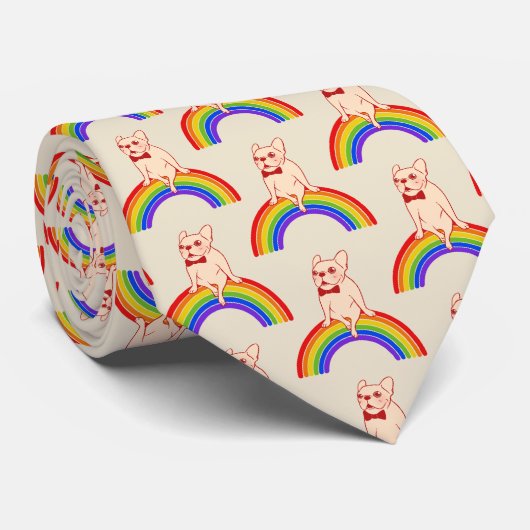 FrenchieはLGBTQの虹のプライド月を祝います ネクタイ (ロール)