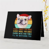 FrenchieまたはフランスのBulldog Dogあなたが作るすべてのスナック カード (黄色い花)