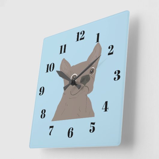 Frenchie, スクエア壁時計 (傾斜)