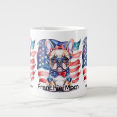 Frenchie Bulldog Mom Patriotic USA Flag ジャンボコーヒーマグカップ (正面)