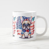 Frenchie Bulldog Mom Patriotic USA Flag ジャンボコーヒーマグカップ (右)