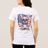 Frenchie Bulldog Mom Patriotic USA Flag  トライブレンドＴシャツ (裏面)