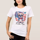 Frenchie Bulldog Mom Patriotic USA Flag  トライブレンドＴシャツ (正面)