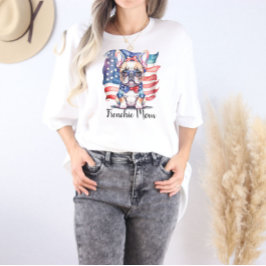 Frenchie Bulldog Mom Patriotic USA Flag  トライブレンドＴシャツ
