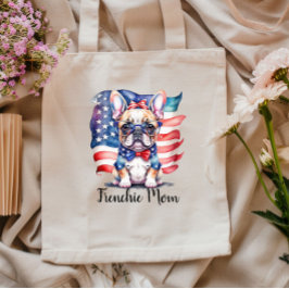 Frenchie Bulldog Mom Patriotic USA Flag  トートバッグ