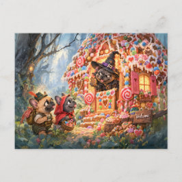 Frenchie Candy Cottage Fairy Tale Scene ポストカード