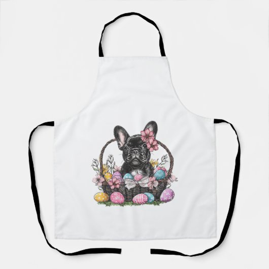 Frenchie Dog Easter Frenchie Dog Eggs Artwork T-Sh エプロン (正面)