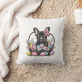 Frenchie Dog Easter Frenchie Dog Eggs Artwork T-Sh クッション (ブランケット)