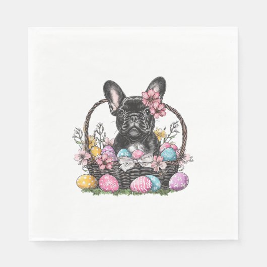 Frenchie Dog Easter Frenchie Dog Eggs Artwork T-Sh スタンダードランチョンナプキン (正面)