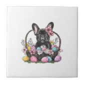 Frenchie Dog Easter Frenchie Dog Eggs Artwork T-Sh タイル (正面)