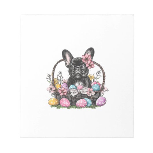 Frenchie Dog Easter Frenchie Dog Eggs Artwork T-Sh ノートパッド (正面)