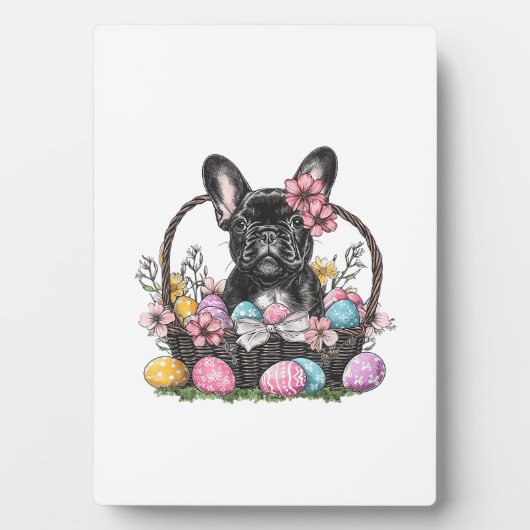 Frenchie Dog Easter Frenchie Dog Eggs Artwork T-Sh フォトプラーク (正面)