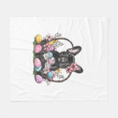 Frenchie Dog Easter Frenchie Dog Eggs Artwork T-Sh フリースブランケット (正面(横))
