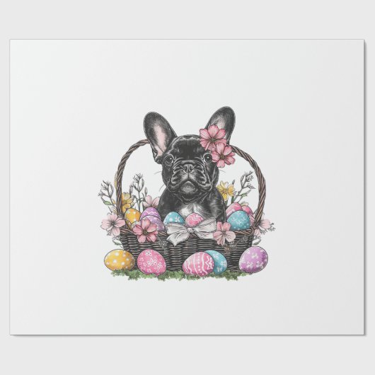 Frenchie Dog Easter Frenchie Dog Eggs Artwork T-Sh ラッピングペーパー (フラット)