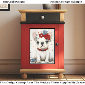 Frenchie Dog Red & Blue Flower Crown CX4デコページ 薄葉紙