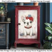 Frenchie Dog Red & Blue Flower Crown CX4デコページ 薄葉紙