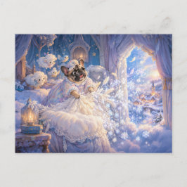 Frenchie Frau Holle Snowfall Scene ポストカード