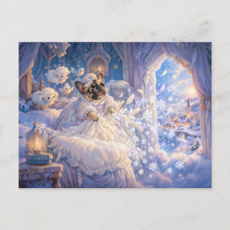 Frenchie Frau Holle Snowfall Scene ポストカード